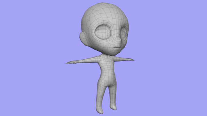 Chibi Character male base low poly mesh 3D Model