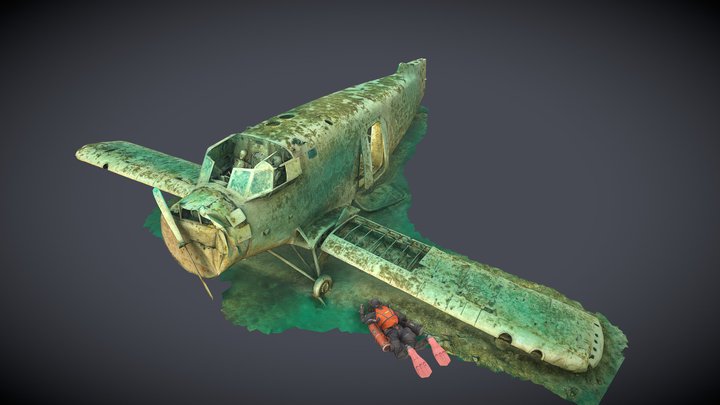 Underwater wreck of AN2 plane - Zakrzówek quarry 3D Model
