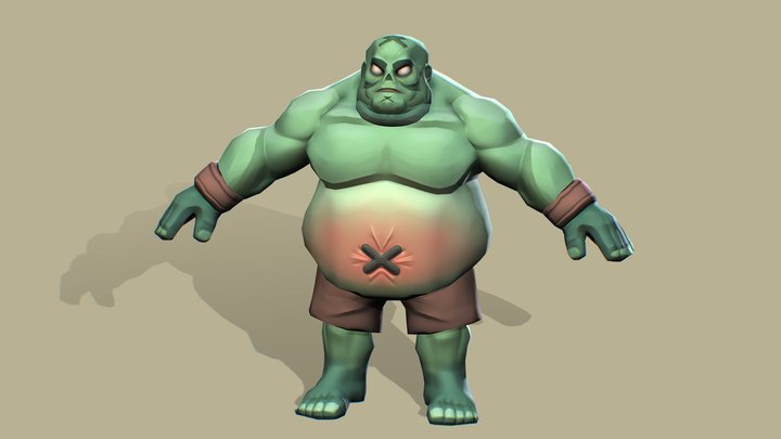Cartoon Fat Zombie Game Ready 3D Character 3D Model