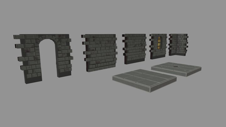 Modular Dungeon Pieces 3D Model