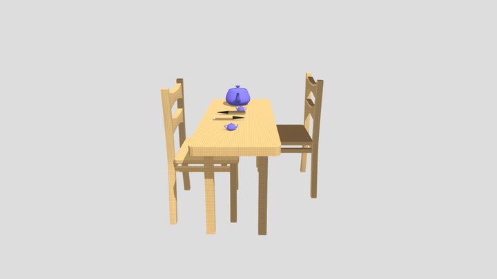 Desk and Chair 3D Model