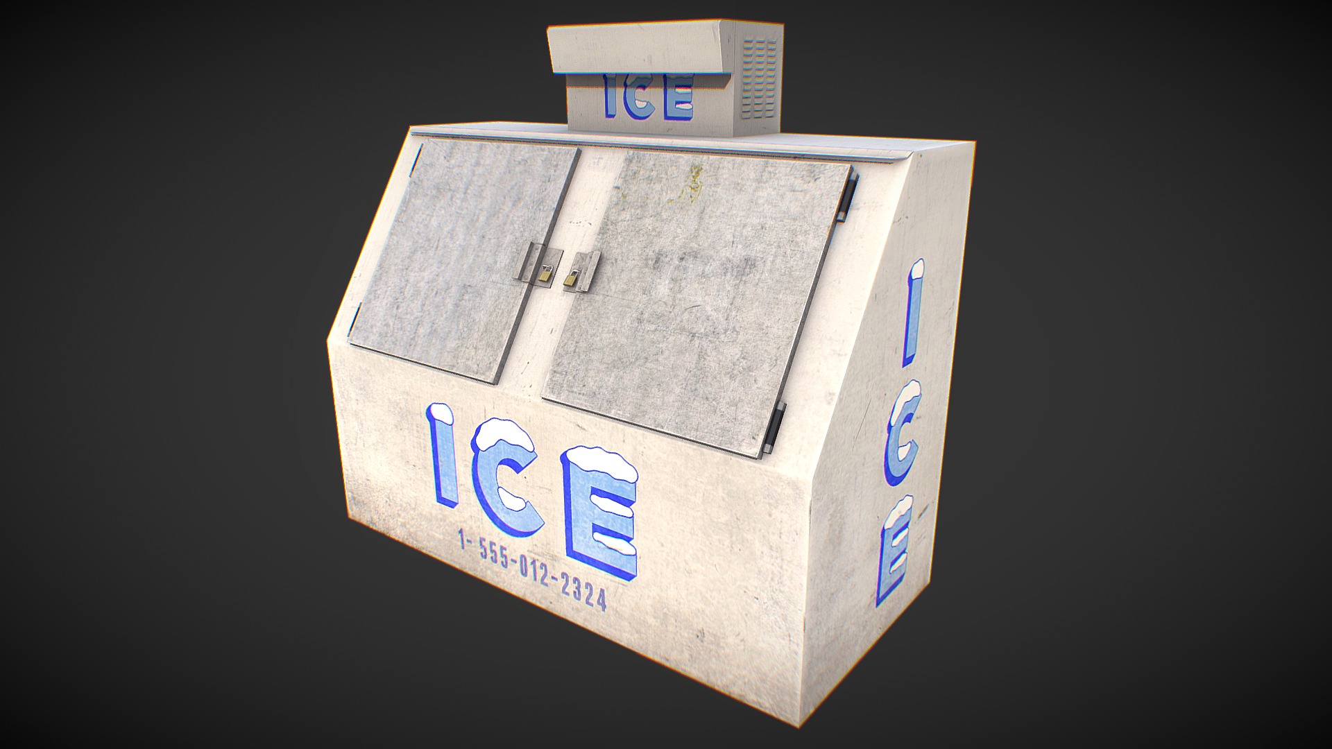 3D model Ice Machine - This is a 3D model of the Ice Machine. The 3D model is about a box with a logo on it.