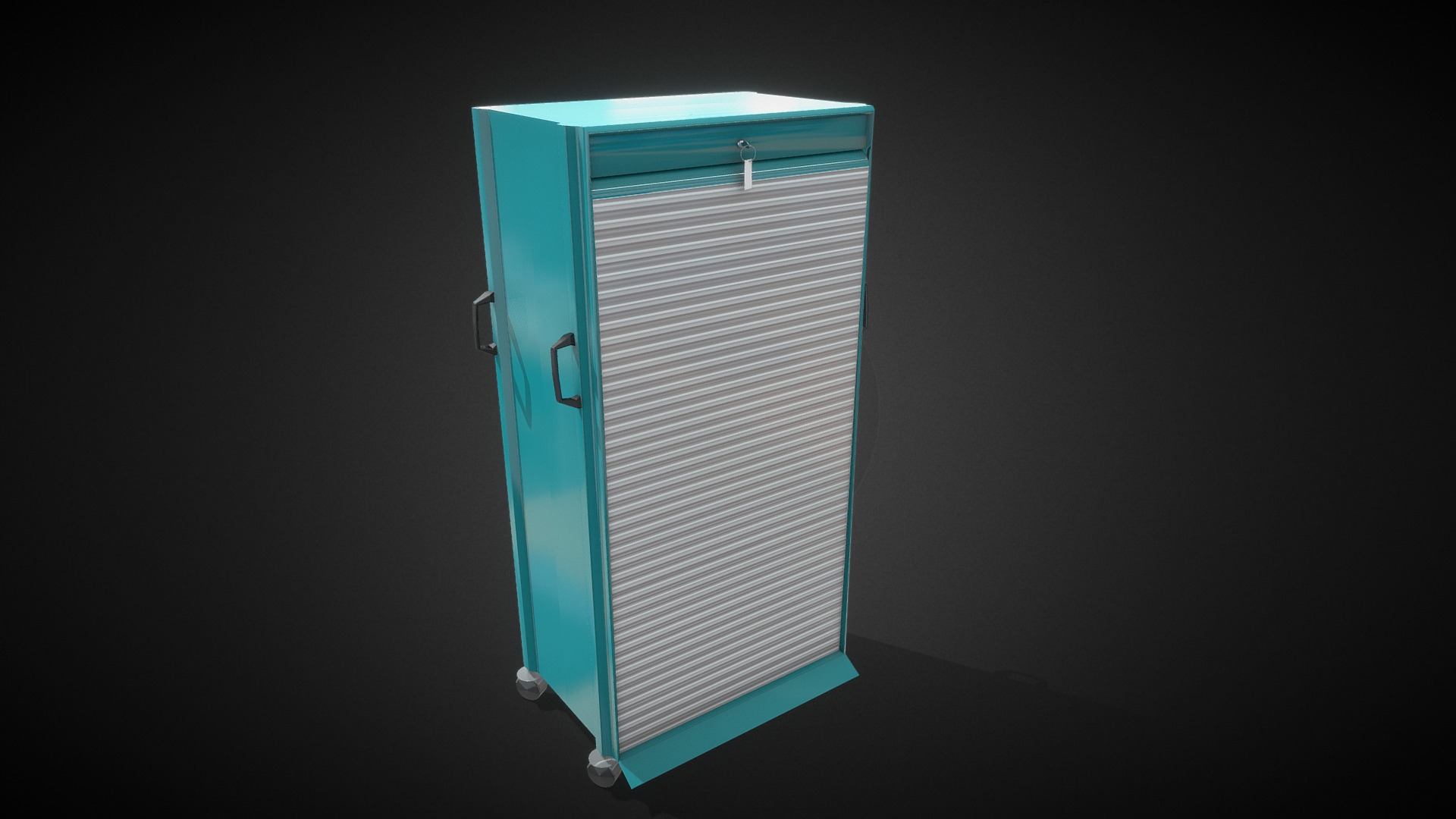 3D model Petite_armoire - This is a 3D model of the Petite_armoire. The 3D model is about a blue rectangular box with a light.