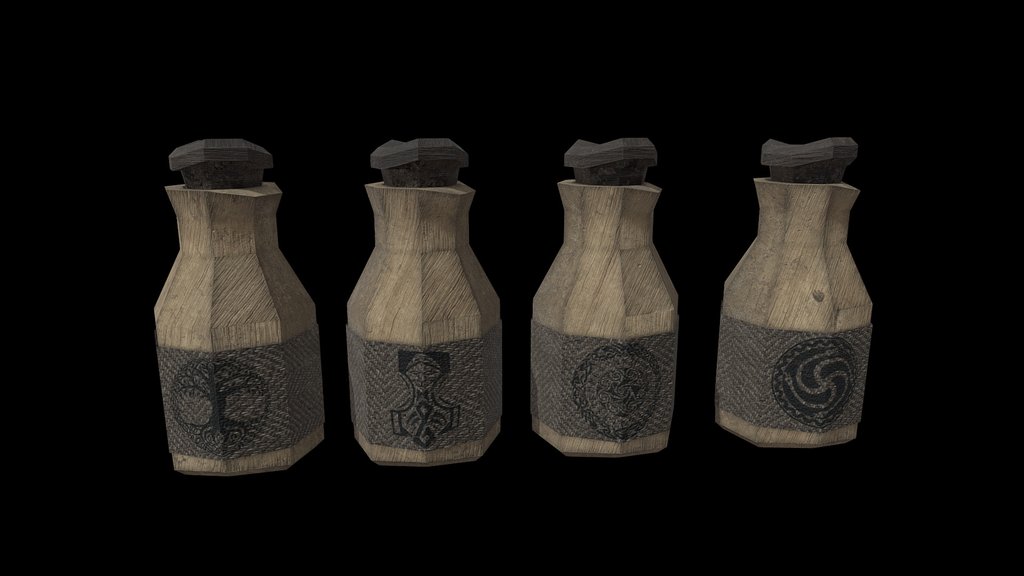 wooden potion bottles