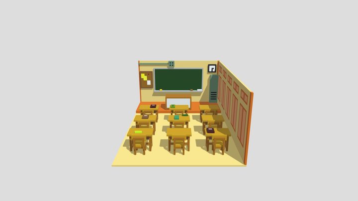 Japanese Classroom 3D Model