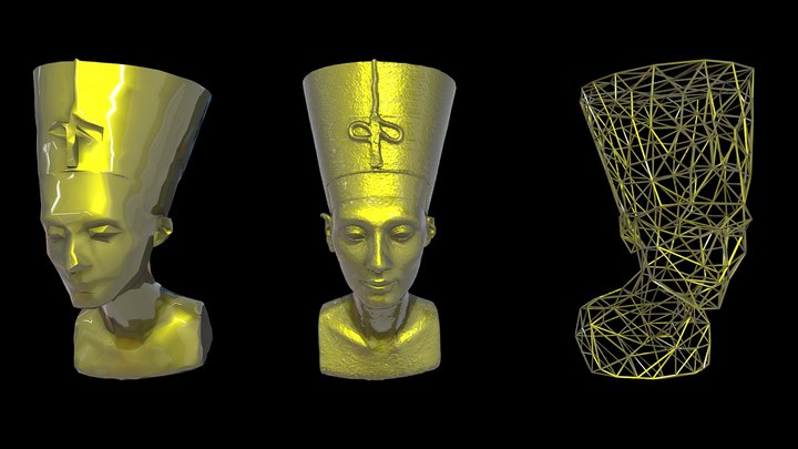 Busto de Nefertiti - Voxel - Lowpoly - Wireframe 3D Model