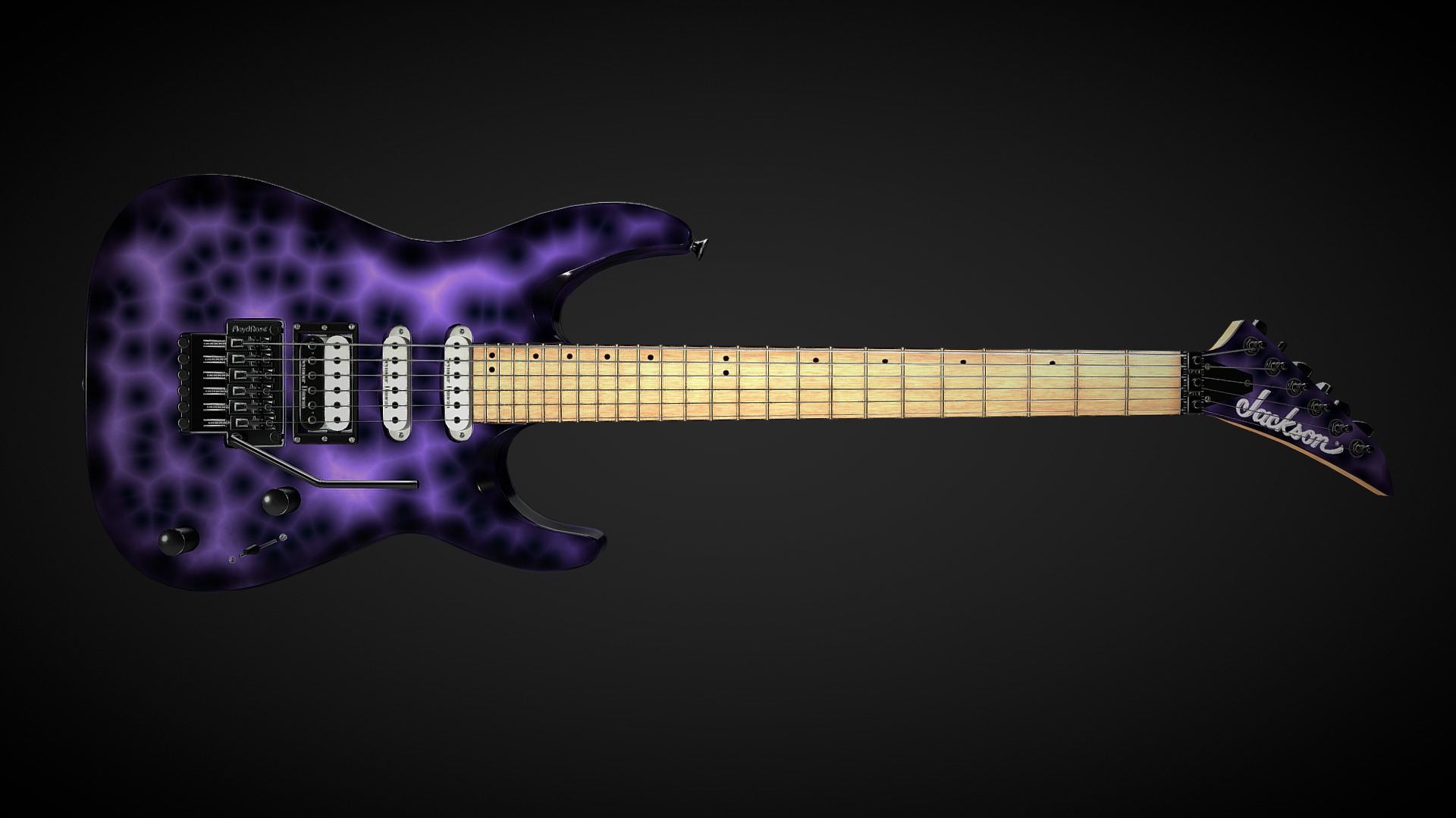 3D model Electric Guitar Jackson Dinky (Wave) - This is a 3D model of the Electric Guitar Jackson Dinky (Wave). The 3D model is about a purple electric guitar.