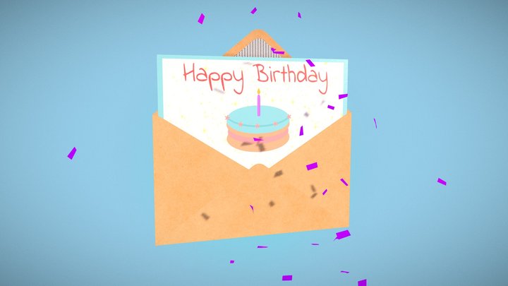 Personalized and Animated Birthday Greeting Card 3D Model