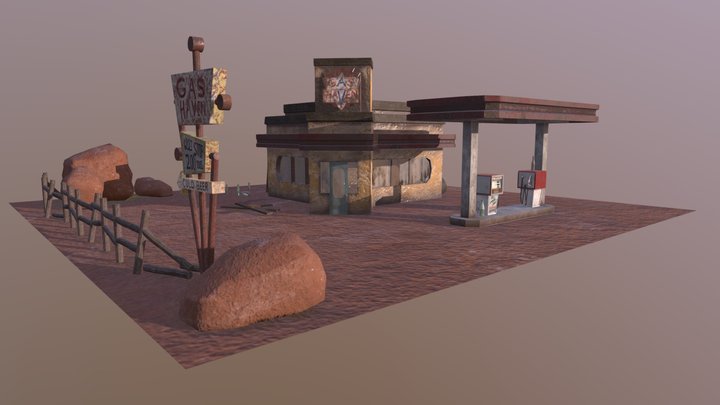 Abandoned Gas Station 3D Model