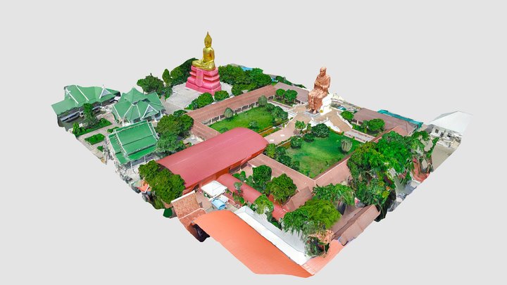 วัดหลวงพ่อโตองค์ใหญ่ (วัดโบสถ์) ปทุมธานี 3D Model
