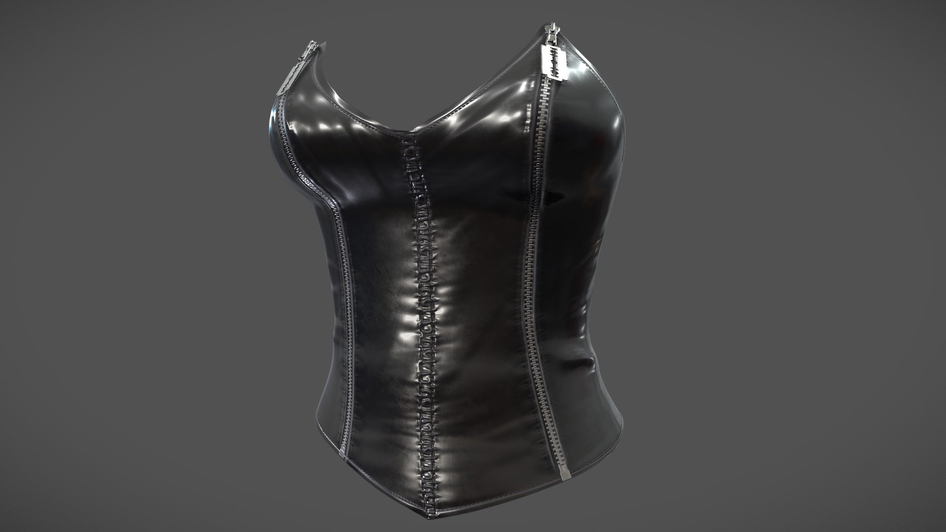 Leather Zipper Lingerie-Bottom 3D model