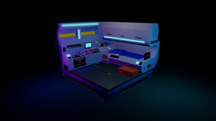 Bed Room Cyberpunk 3D Model
