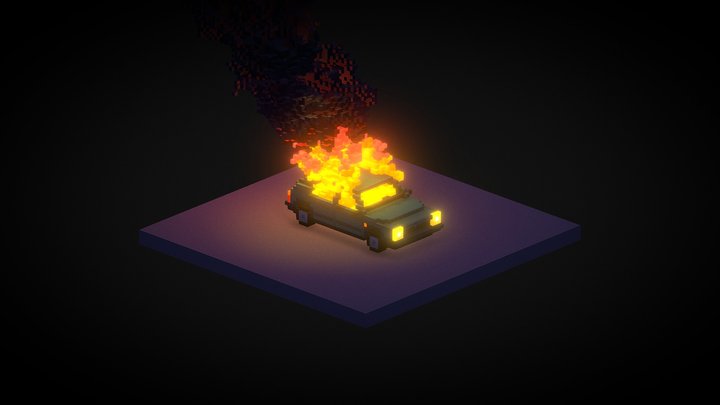Car On Fire | Animation 3D Model
