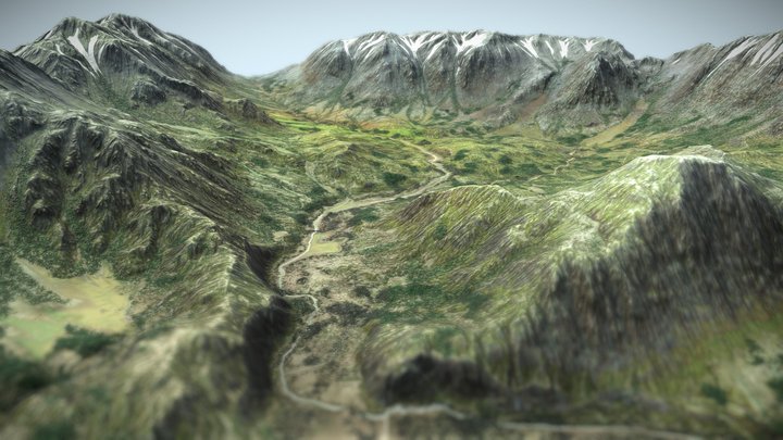 Rocky Mountain Valley Backdrop Terrain 2 3D Model