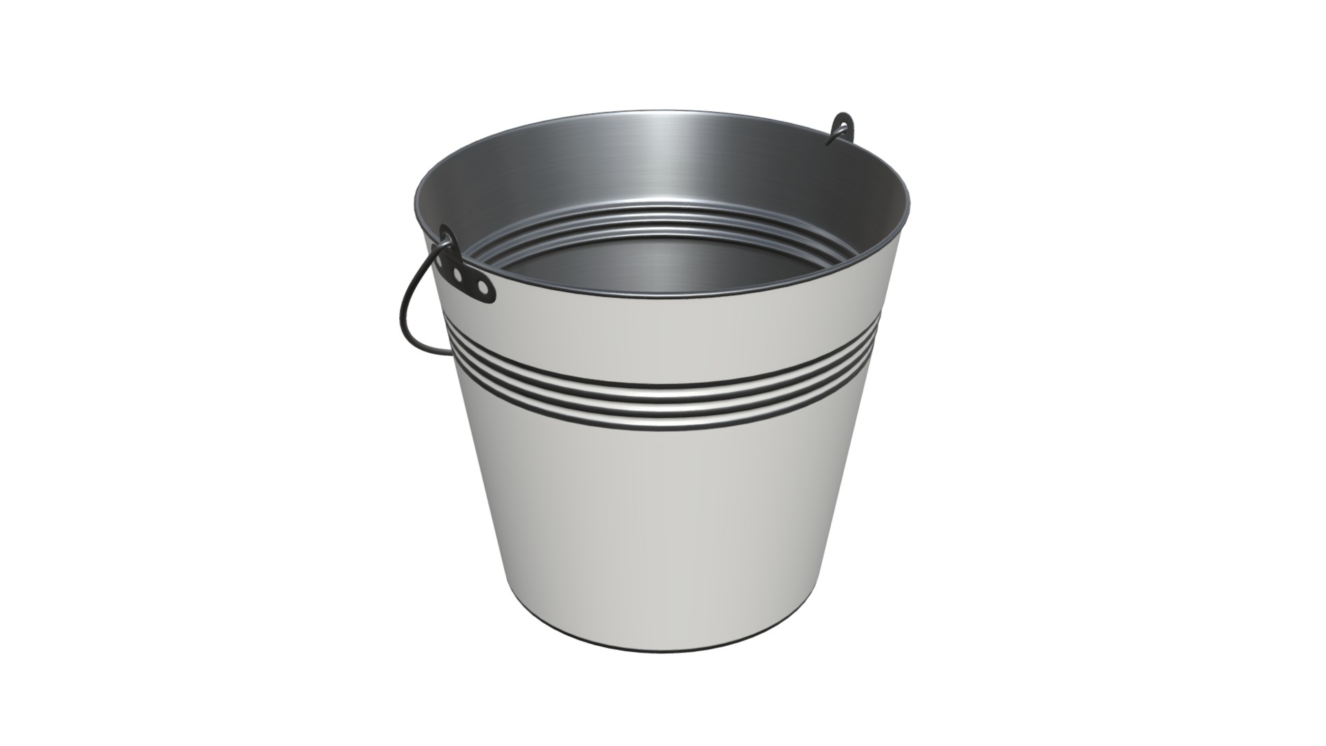 3D model Metal bucket - This is a 3D model of the Metal bucket. The 3D model is about a black and white bucket.