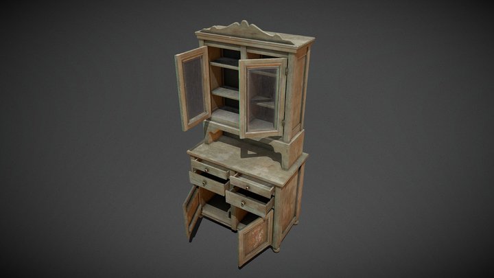 Wooden combination cabinet 3D Model