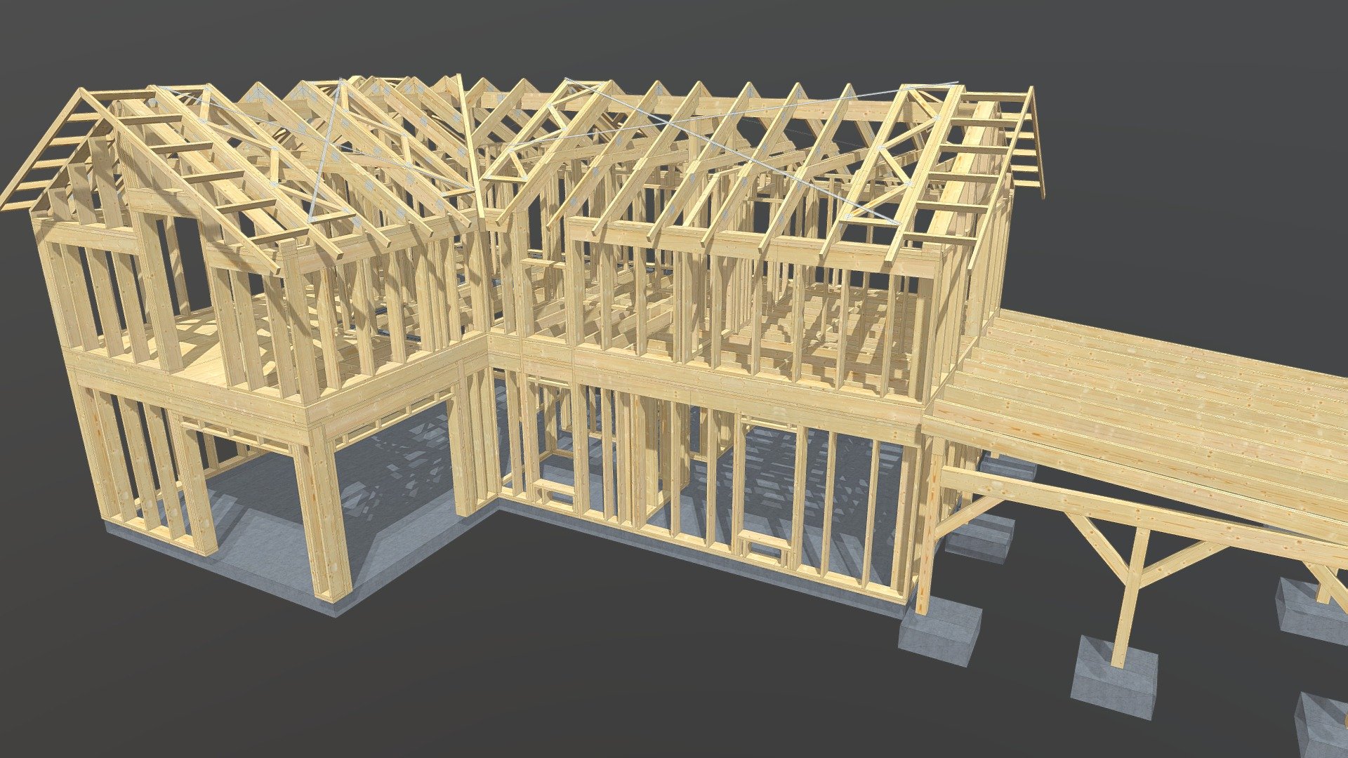 układ konstrukcji dachu - 3D model by KD - INVEST inwestycje i ...