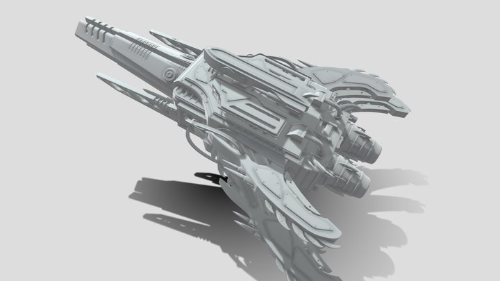 Huge Scifi Spaceship 3D Model