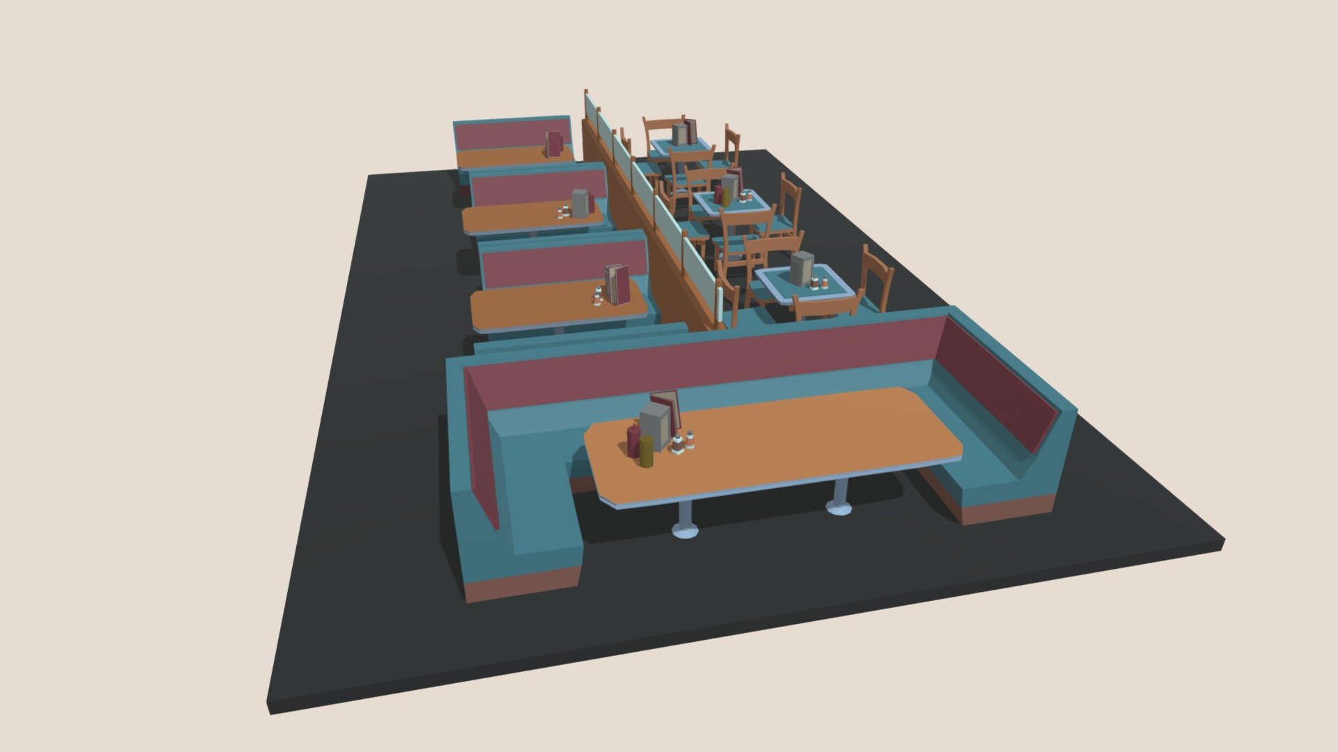 Conjunto Salão Lanchonete Lowpoly