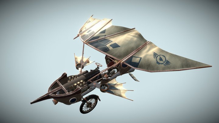 steampunk flying motocycle 3D Model