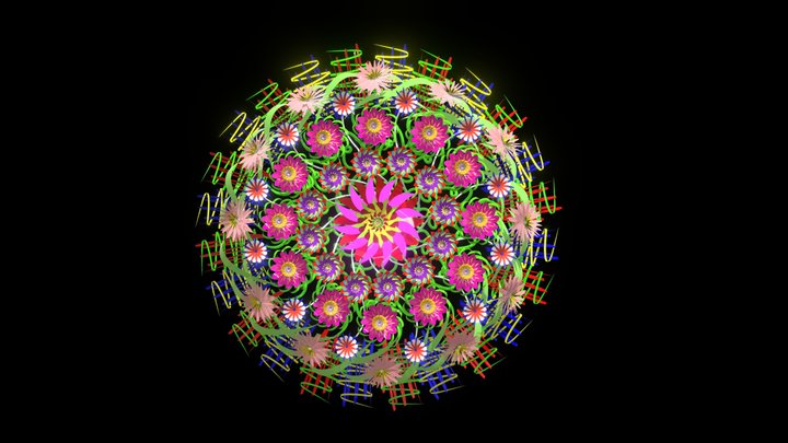 3D Flowers Mandala 3D Model