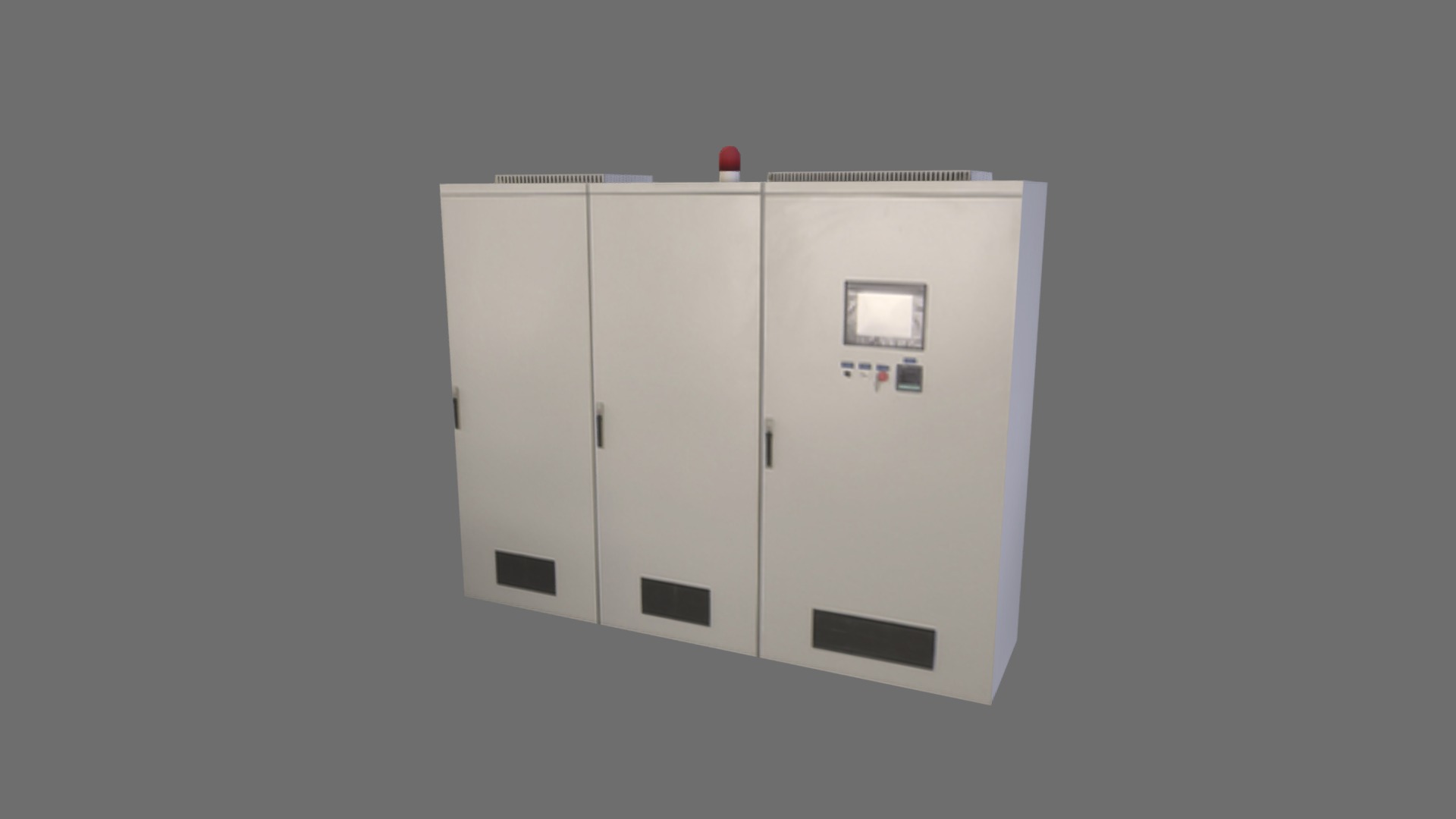 3D model Electrical cabinet 05 - This is a 3D model of the Electrical cabinet 05. The 3D model is about a white rectangular object with a red light on top.
