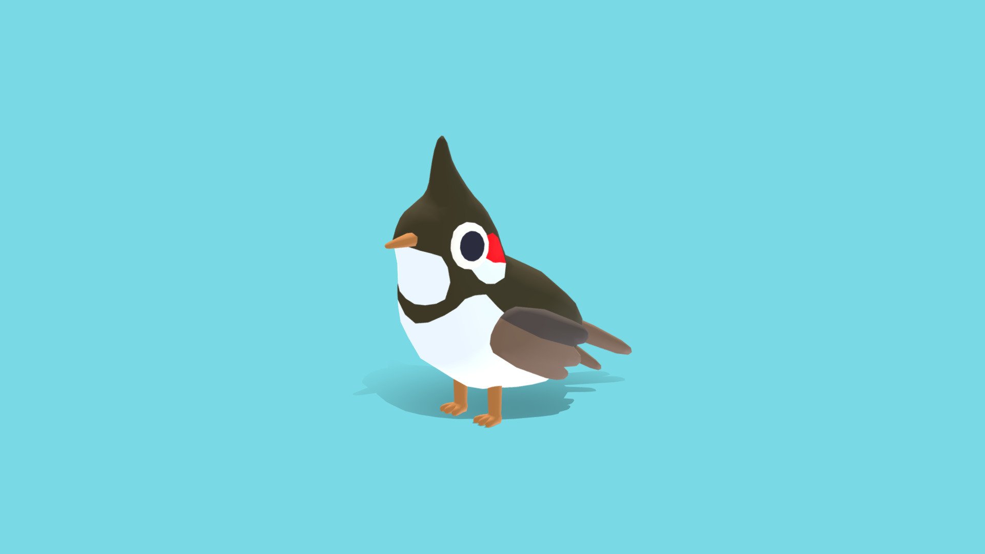 Red Whiskered Bulbul Quirky Series Buy Royalty Free 3D model by