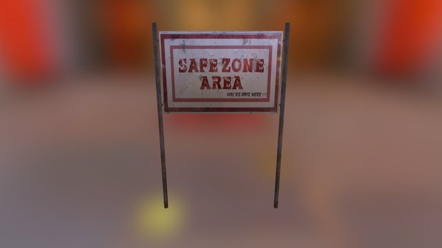 Safe Zone Area Sign Rush Island 3D Model