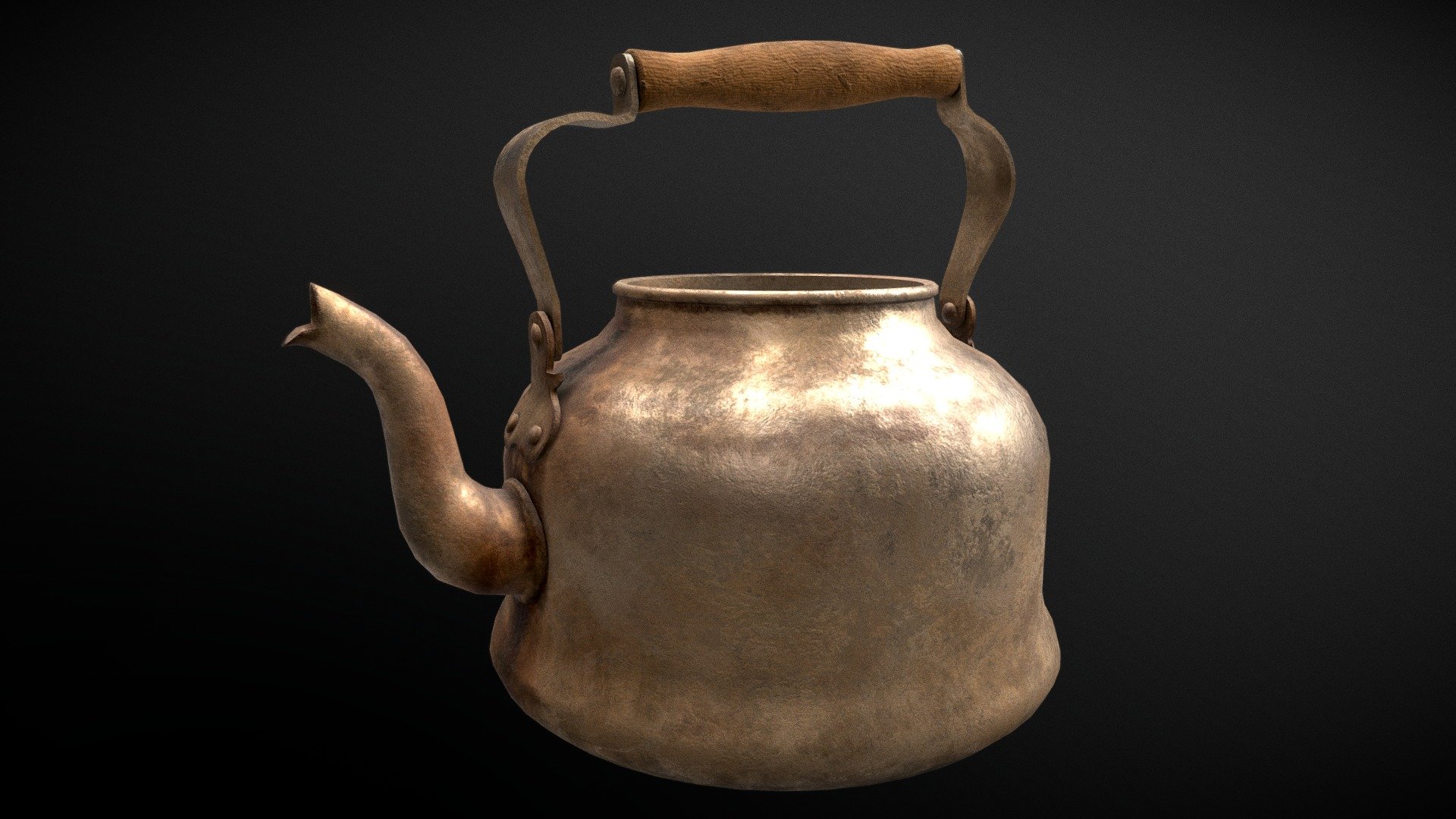 3D model Vintage metal teapot VR / AR / low-poly