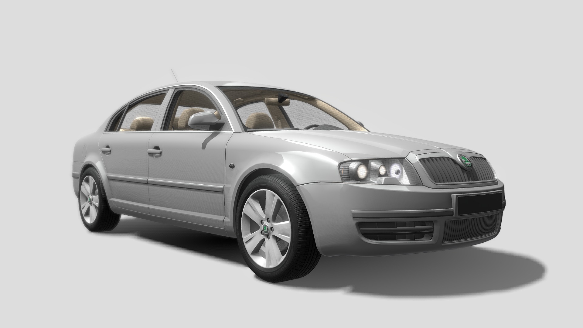 3D model Skoda Salooncar Model - This is a 3D model of the Skoda Salooncar Model. The 3D model is about a silver car with a white background.
