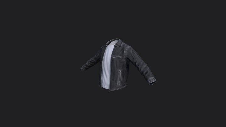 Leather jacket W/ white tee 3D Model