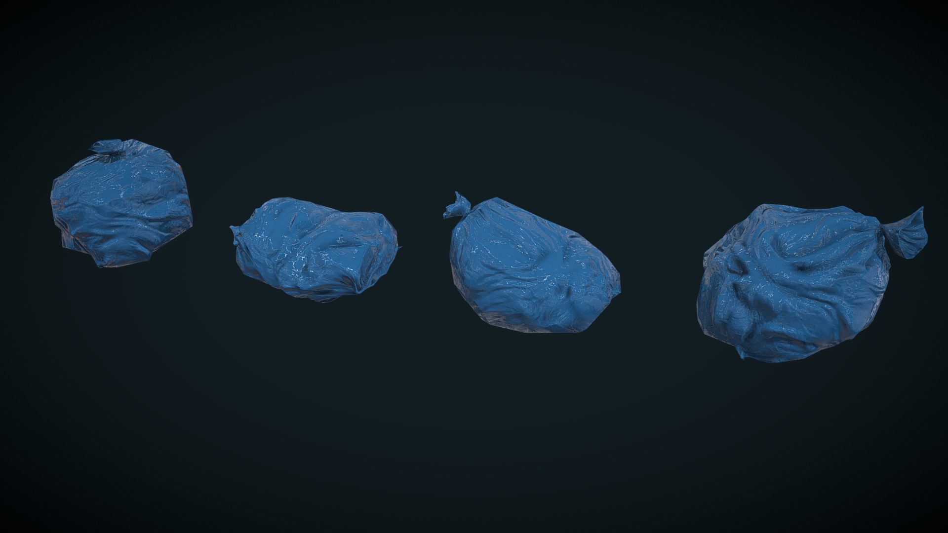 3D model Trash Bags – Ready to Unity HDRP - This is a 3D model of the Trash Bags - Ready to Unity HDRP. The 3D model is about a group of blue jellyfish.