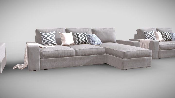 Sofa, couch Fabric + Leather, Similar IKEA Kivik 3D Model