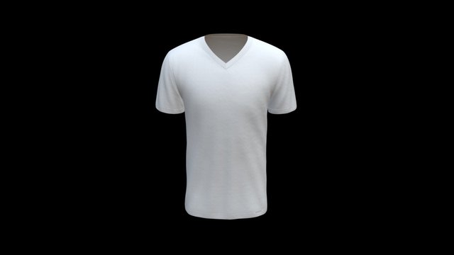 T-shirt V- Neck White 3D Model
