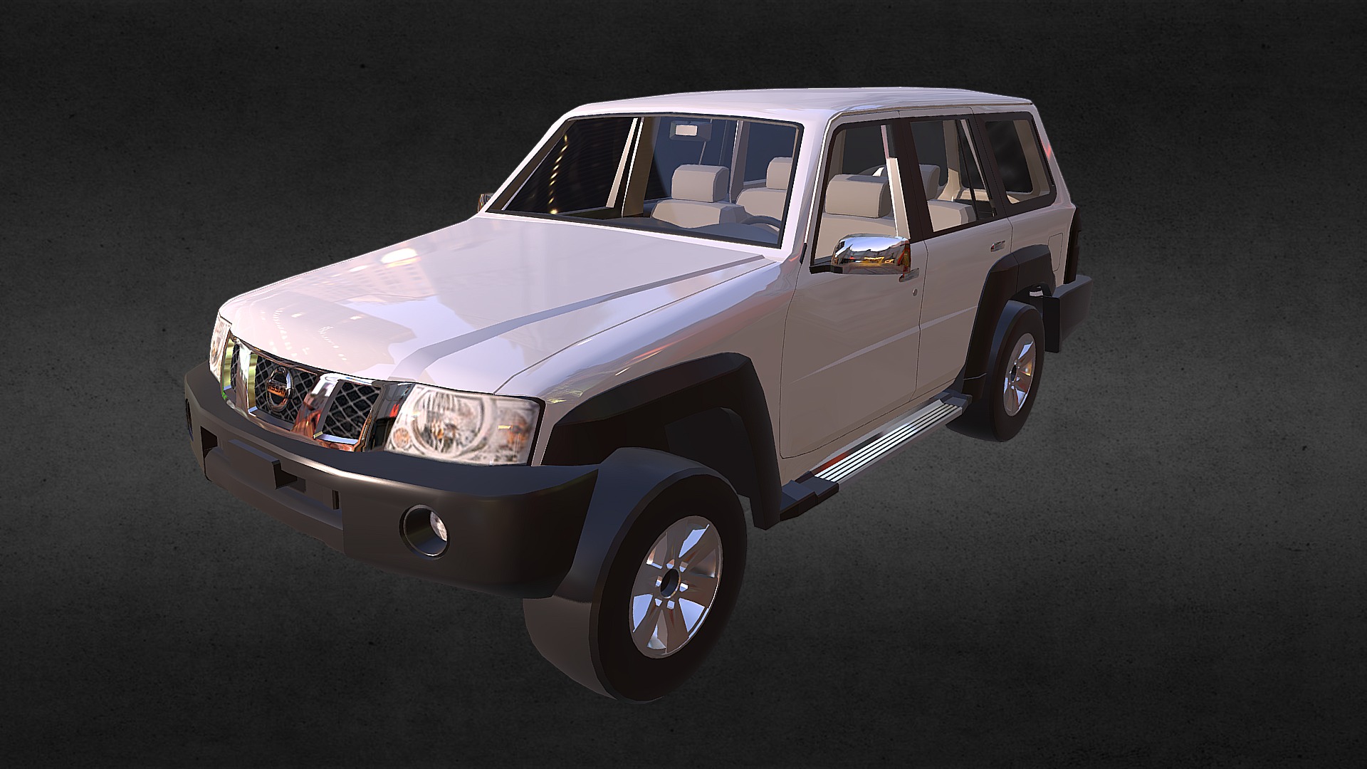 3D model 2016 Nissan Patrol - This is a 3D model of the 2016 Nissan Patrol. The 3D model is about a white car with a blue stripe.