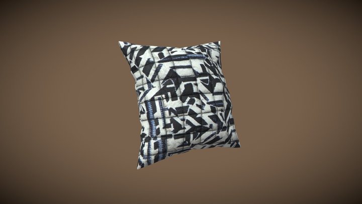 Pillow - Blue and White (Low Poly) 3D Model