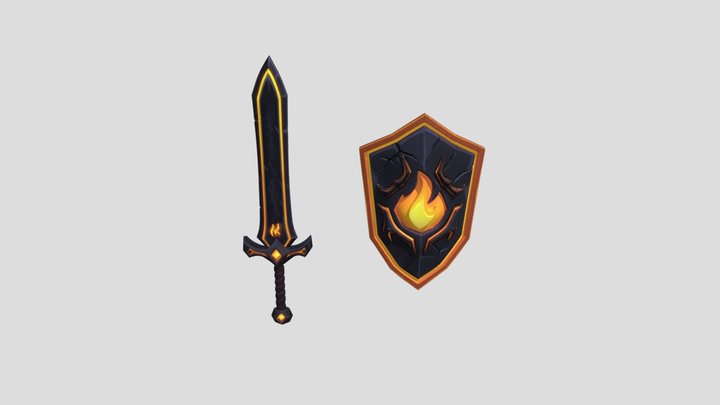 Emberblade and Flame Shield 3D Model