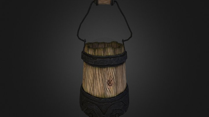 Old wooden bucket 3D Model