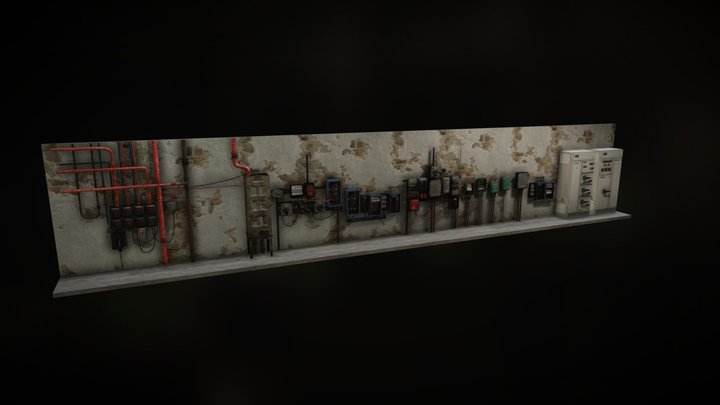 Utility Electric Wall Fuse Boxes Props 3D Model