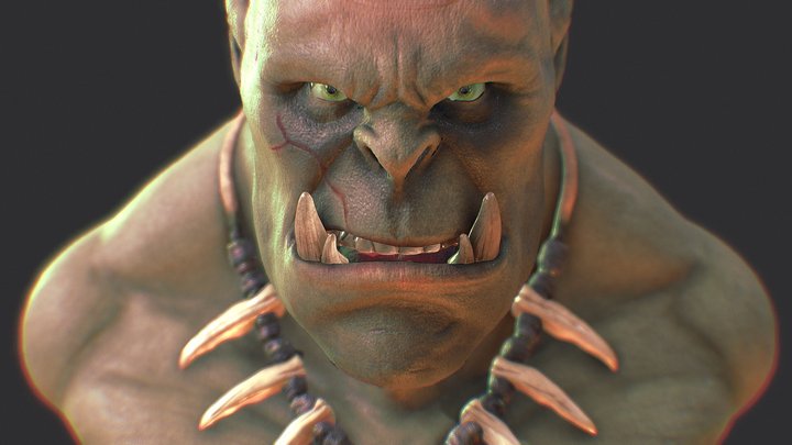Orc Orgrim Doomhammer Painted - Warcraft 3D Model