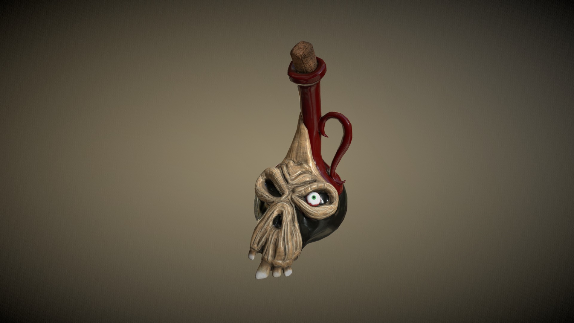 3D model Halloween Bottle - This is a 3D model of the Halloween Bottle. The 3D model is about a small metal toy.