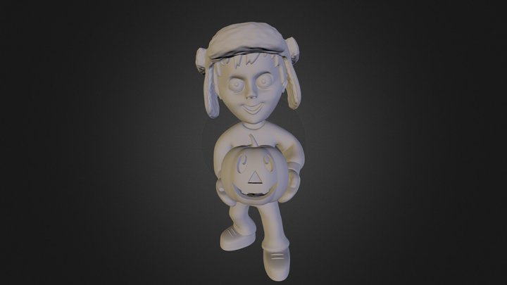Boy with Jack-O-Lantern 3D Model
