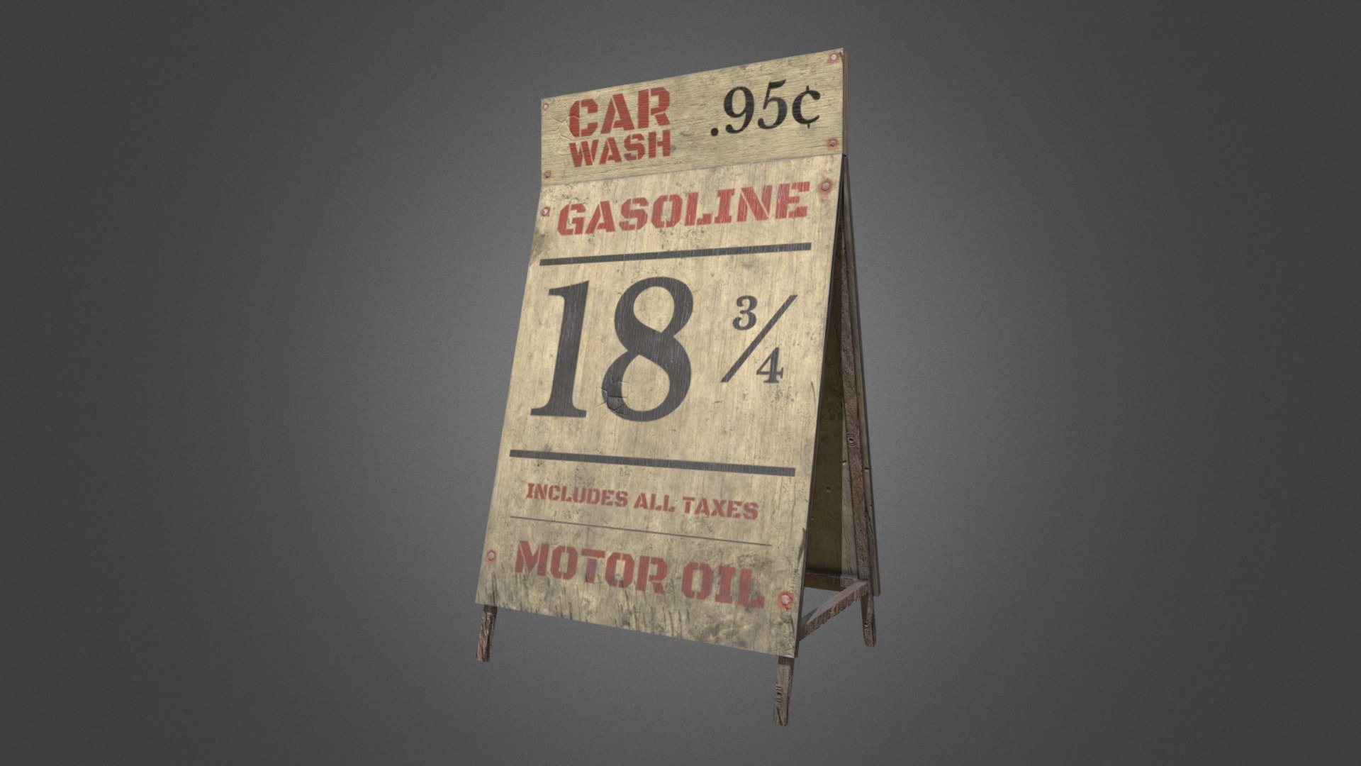 Wooden Gas Station Pavement Sign - A Frame Sign - Buy Royalty Free 3D ...
