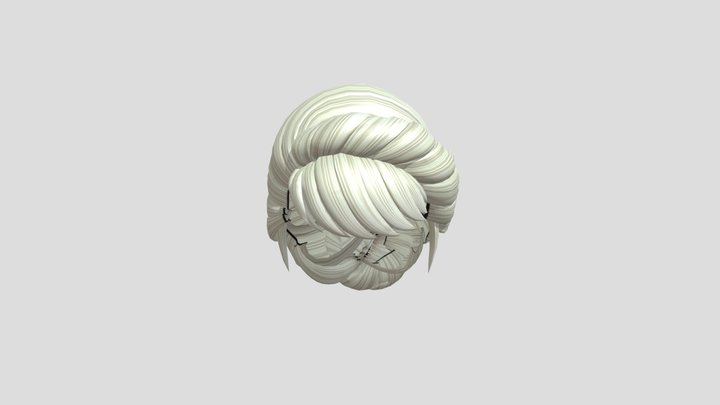 Elsa Coronation Hair Wig KH3 3D Model