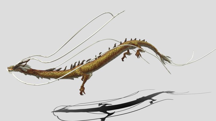 Divine Dragon - Golden(small Head Smooth) 3D Model