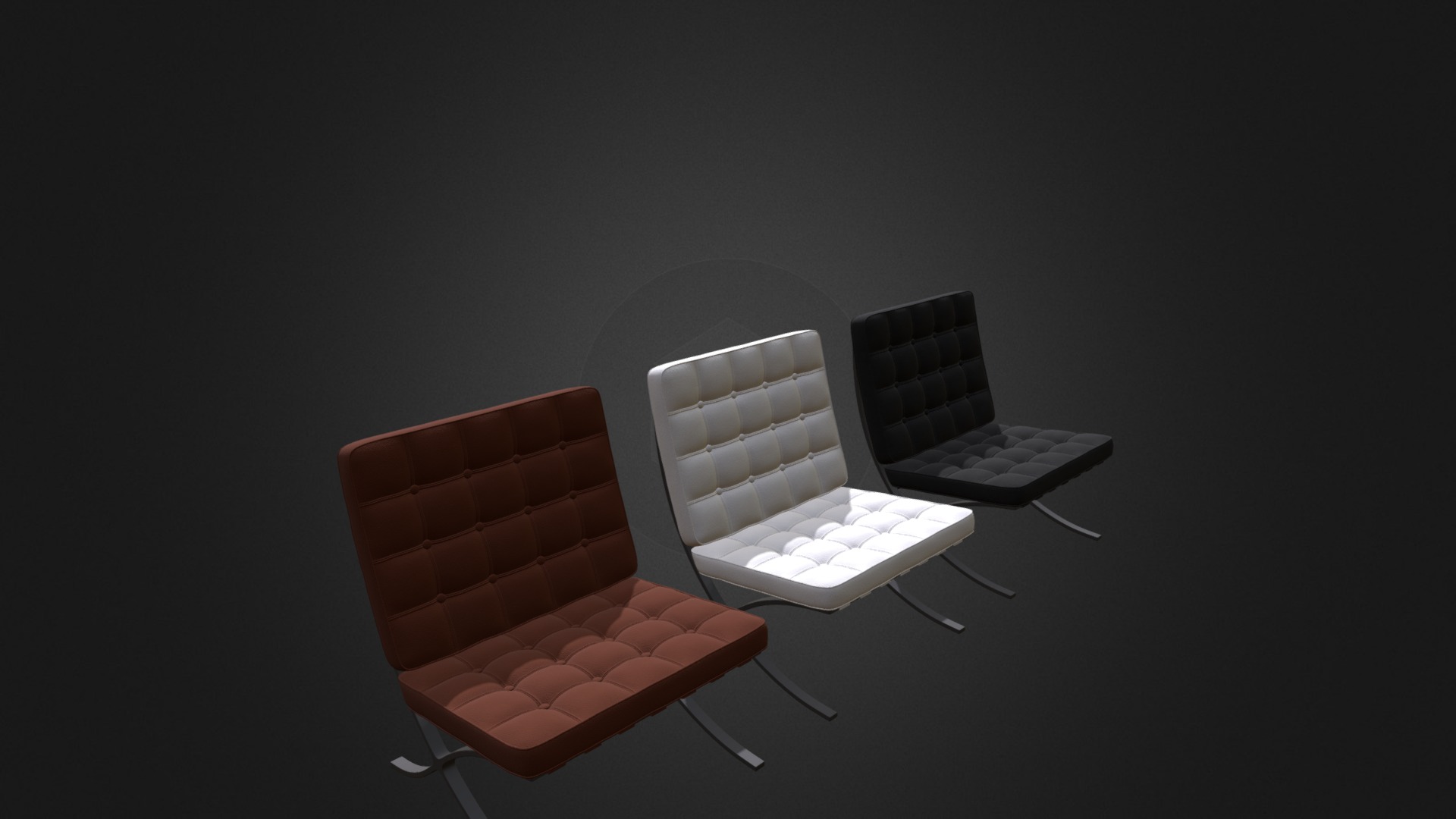 3D model Leather Chair (three colors) - This is a 3D model of the Leather Chair (three colors). The 3D model is about a few chairs and a laptop.
