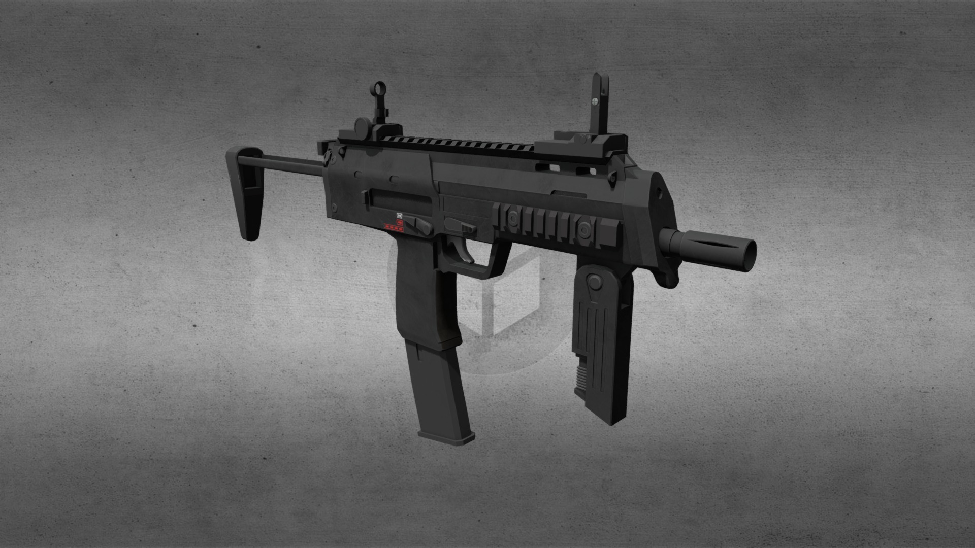 3D model Mp7 Unfolded Model - This is a 3D model of the Mp7 Unfolded Model. The 3D model is about a black and silver gun.