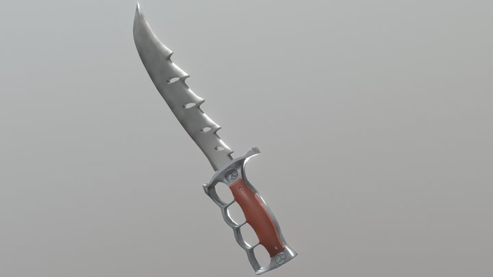 Brass knuckles with knife 3D Model
