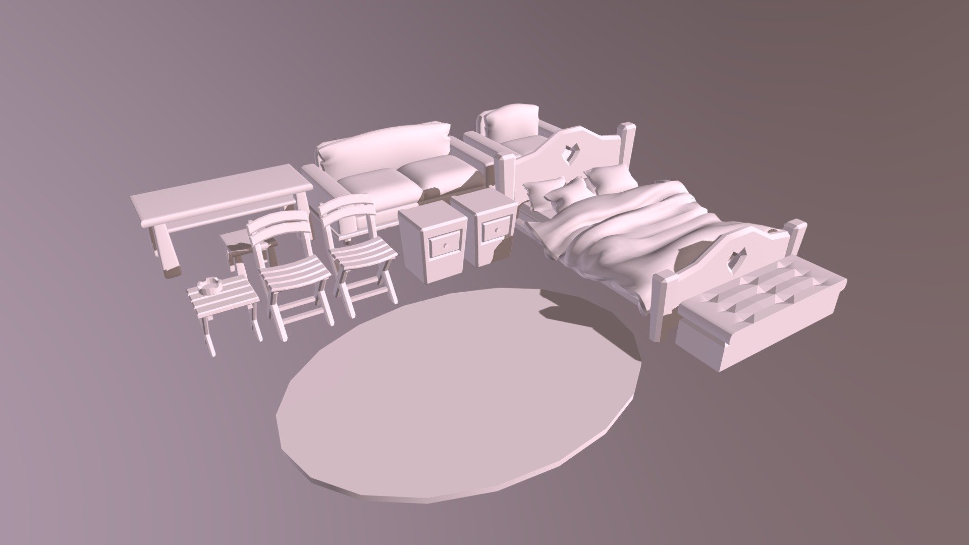 Bedroom / House Furniture Pack Download Free 3D model by Evie