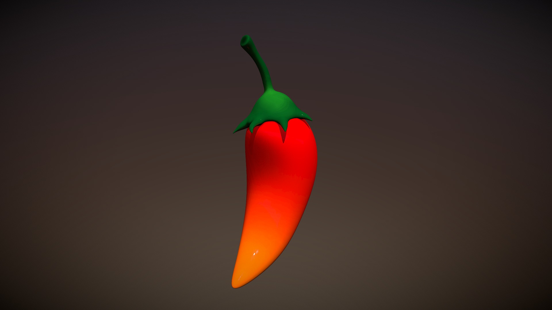 3D model Chile (Red) - This is a 3D model of the Chile (Red). The 3D model is about a pepper with a green stem.